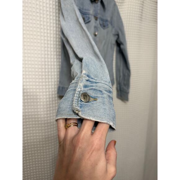 NY Jeans Vintage Light Wash Denim Jacket Sz Med - Picture 3 of 8